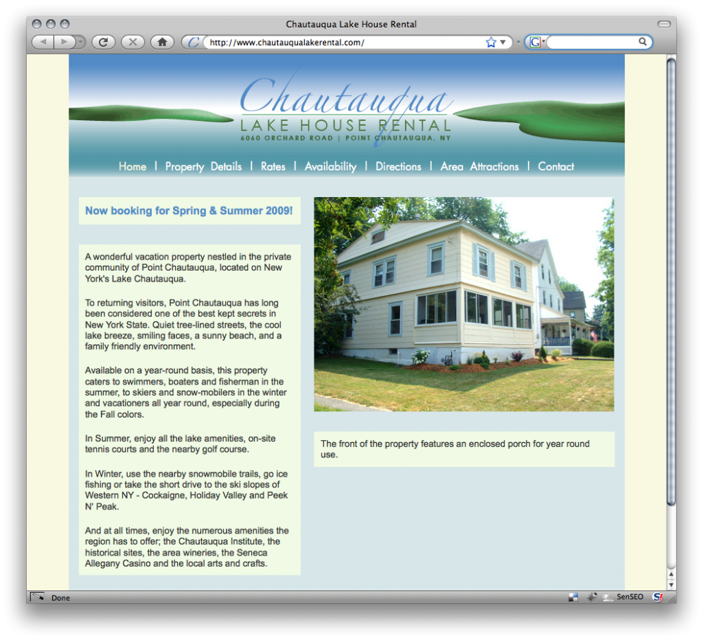 Chautauqua Lake Rental Screen Shot of chautauqualakerental.com